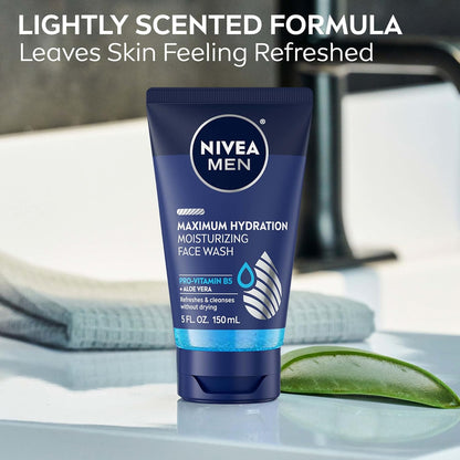 NIVEA MEN Maximum Hydration Face Wash – Daily Self-Care Cleanser for Men, Hydrating Morning and Nightly Skincare Ritual
