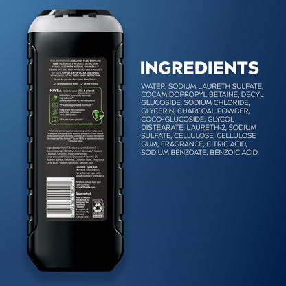NIVEA MEN Real Madrid Active Clean 3-in-1 Charcoal Body Wash – Post-Workout Wind-Down Ritual for Active Men
