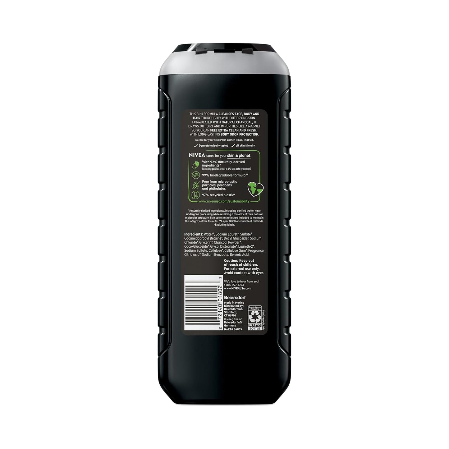NIVEA MEN Real Madrid Active Clean 3-in-1 Charcoal Body Wash – Post-Workout Wind-Down Ritual for Active Men