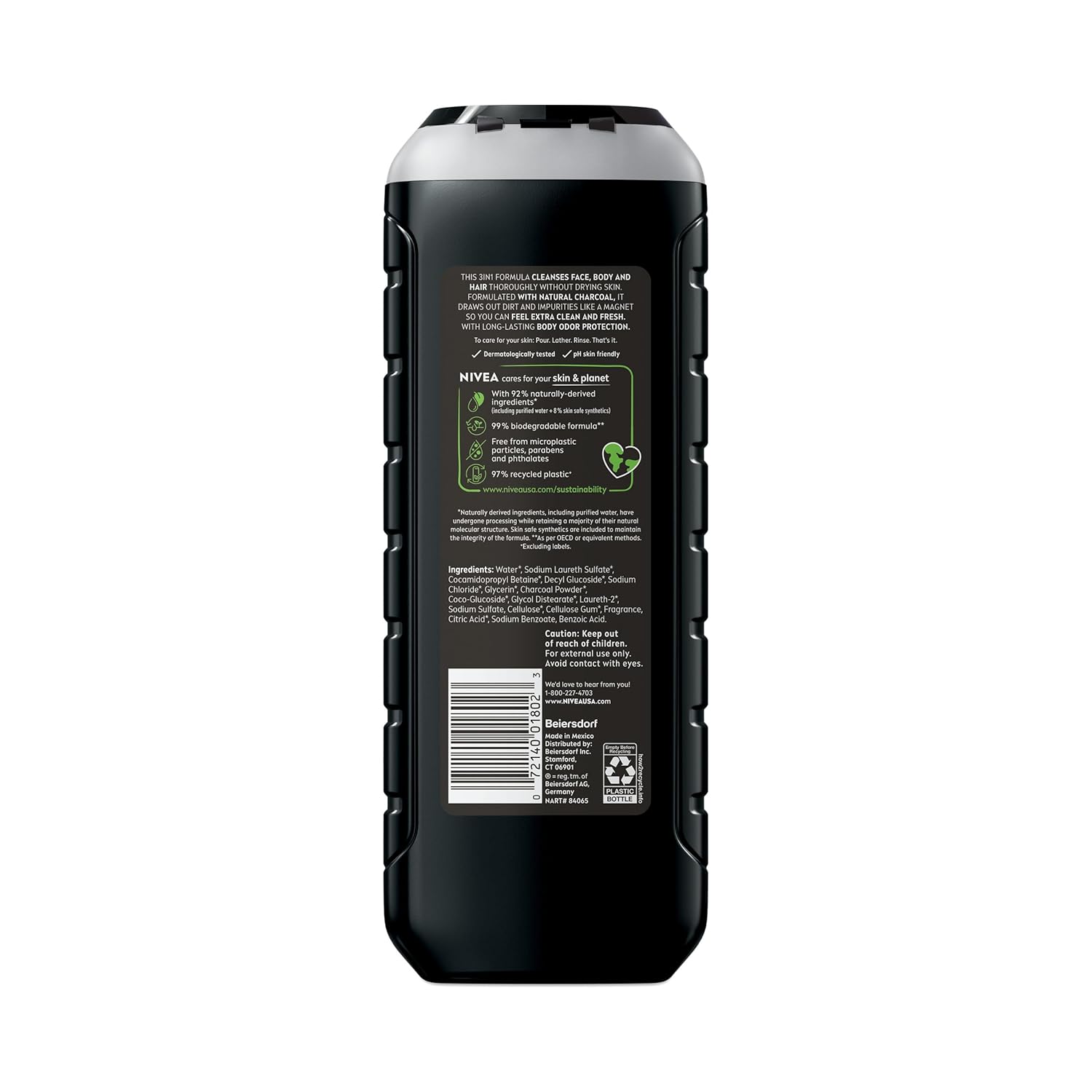 NIVEA MEN Real Madrid Active Clean 3-in-1 Charcoal Body Wash – Post-Workout Wind-Down Ritual for Active Men
