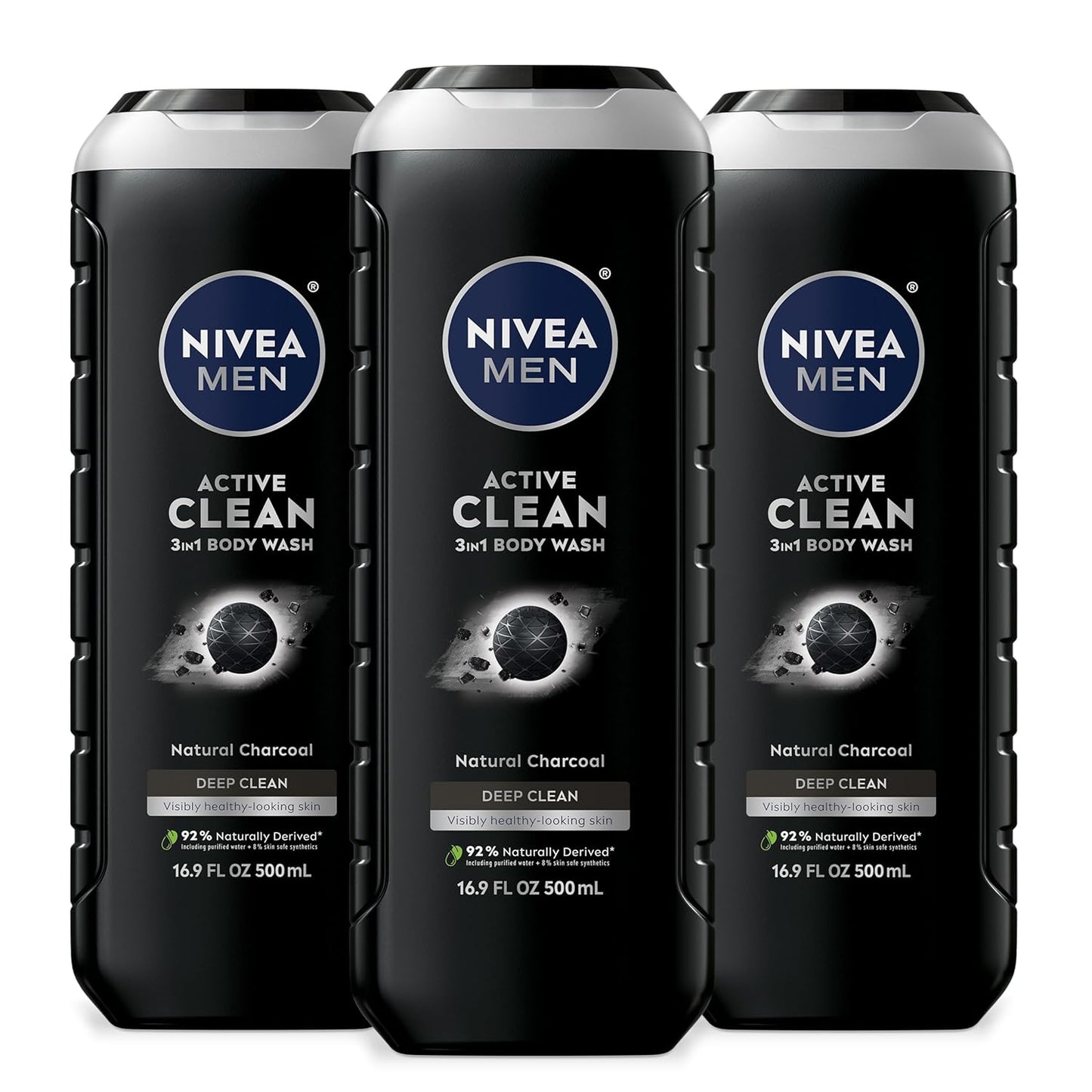 NIVEA MEN Real Madrid Active Clean 3-in-1 Charcoal Body Wash – Post-Workout Wind-Down Ritual for Active Men