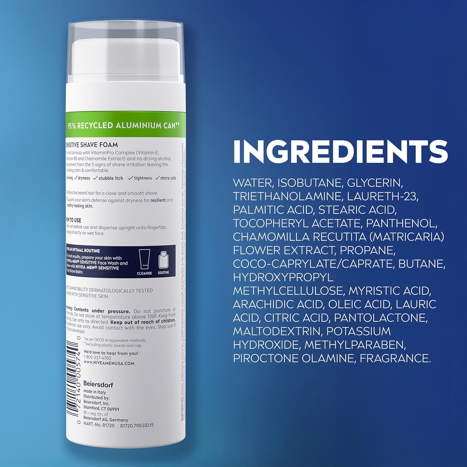 NIVEA MEN Sensitive Shave Foam – Dye-Free and Alcohol-Free Shaving Cream for Men with Reactive Skin