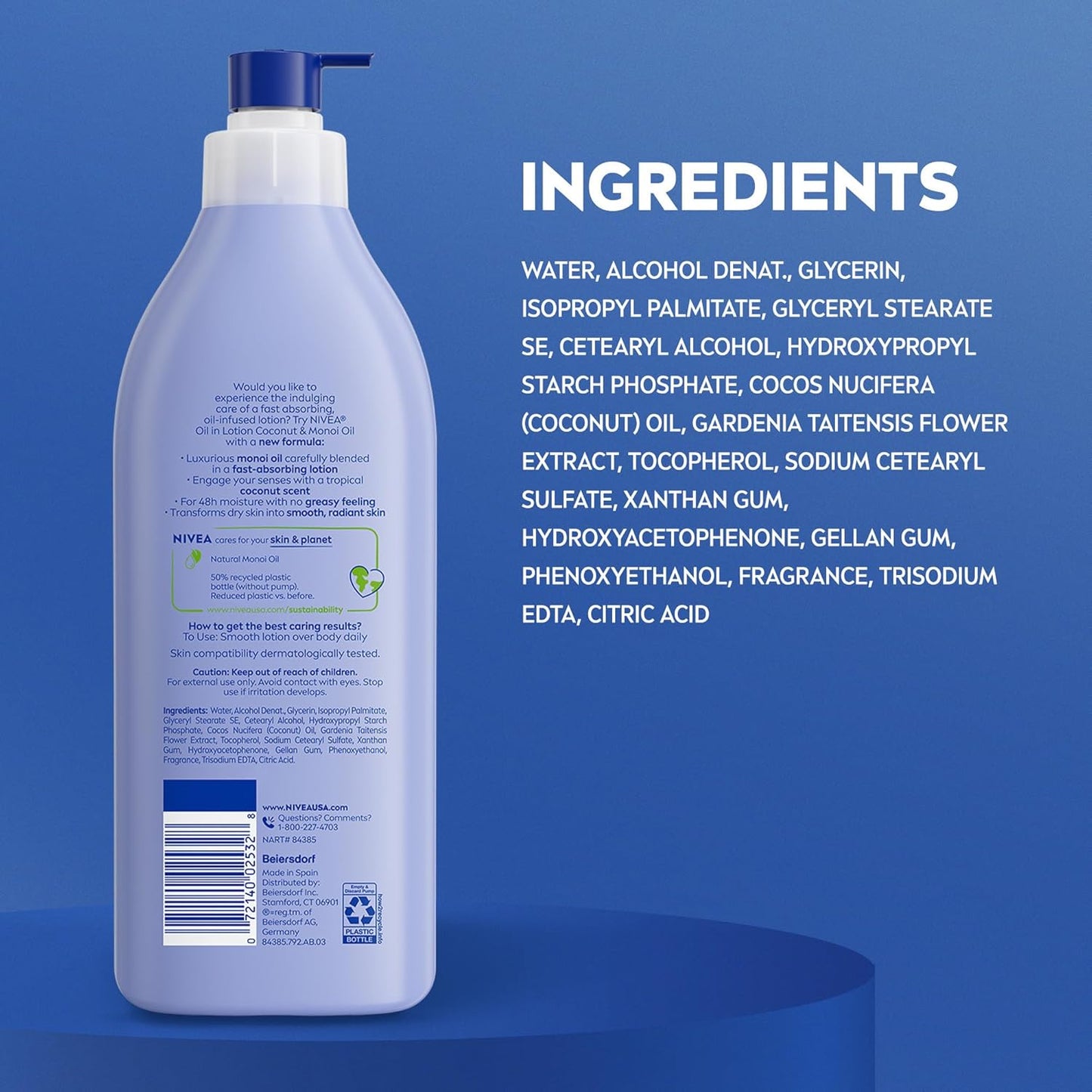 NIVEA Oil Infused Coconut and Monoi Body Lotion – Premium Monoi Oil Lotion for an Elevated Vanity