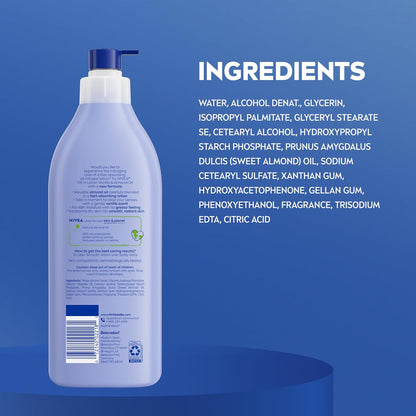 NIVEA Oil Infused Vanilla and Almond Oil Body Lotion – Vanilla Scented Stress-Relief Body Moisturizer for Meditation Spaces, 48-Hour Hydration
