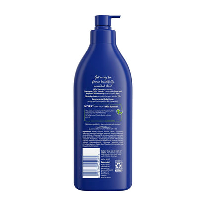 NIVEA Skin Firming Body Lotion with Q10 – Bedtime Self-Care Ritual for Dry Skin, 72-Hour Hydration, 16.9 Fl Oz