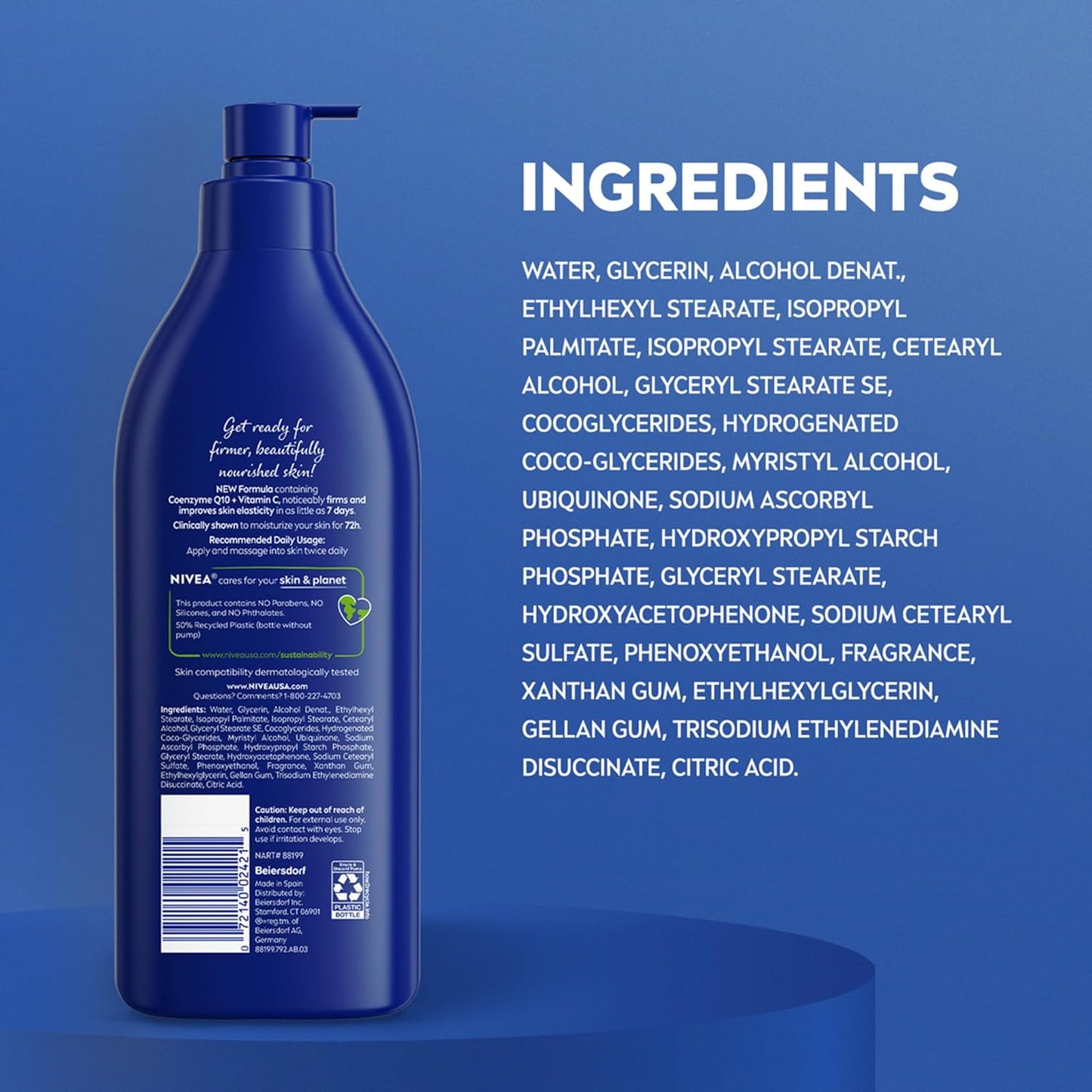 NIVEA Skin Firming Body Lotion with Q10 – Bedtime Self-Care Ritual for Dry Skin, 72-Hour Hydration, 16.9 Fl Oz