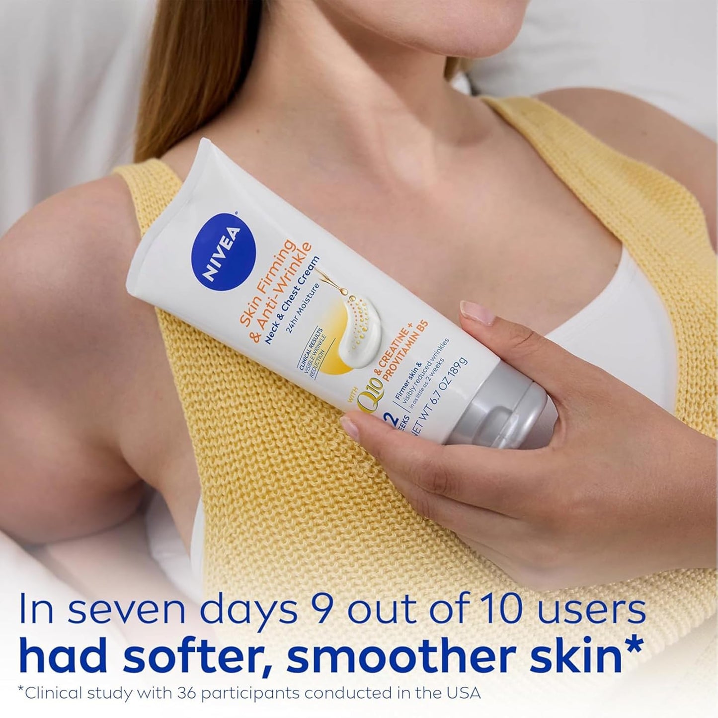 NIVEA Skin Firming Neck and Chest Cream – Clean Beauty Staple for an Uncluttered Vanity, Paraben-Free Anti-Aging Moisturizer