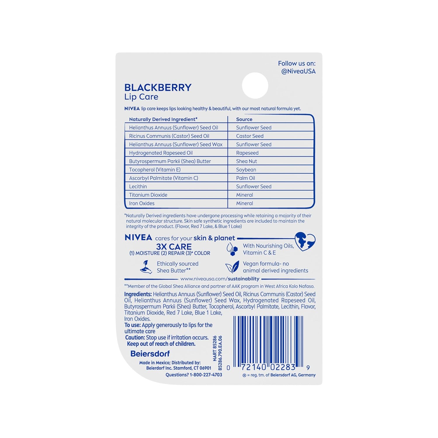 NIVEA Tinted Lip Balm – Dermatologically Tested Lip Care for Sensitive Skin, Blackberry Stick