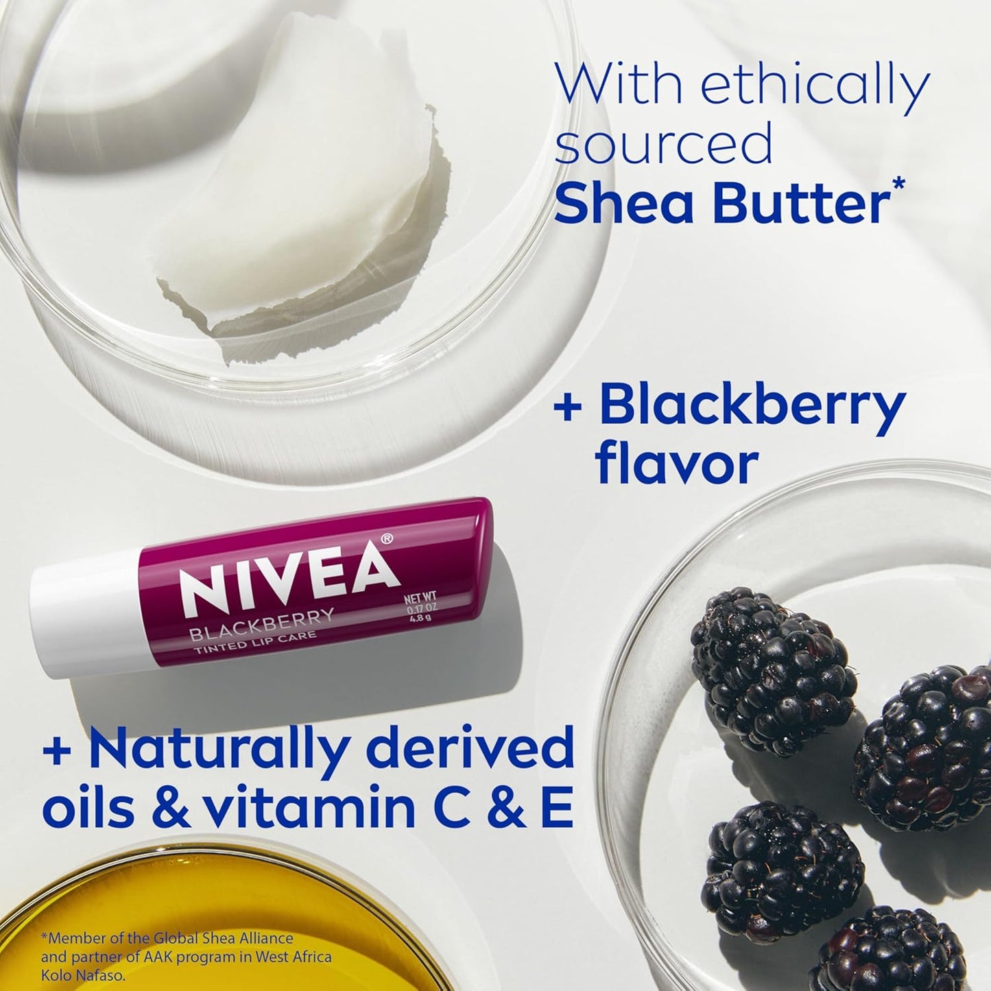 NIVEA Tinted Lip Balm – Dermatologically Tested Lip Care for Sensitive Skin, Blackberry Stick