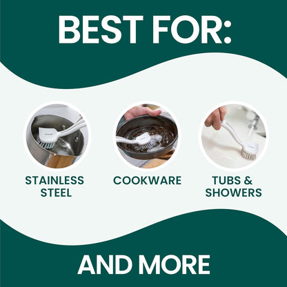 non-scratch bristle composition certified safe for non-stick surfaces and stainless steel