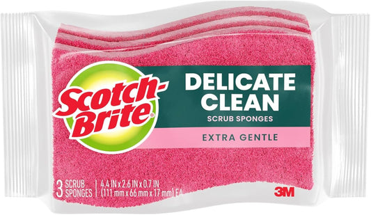 non-scratch scrubbing fibers safe for porcelain, fine china, stemware, nonstick pans, mirrors, and faucets