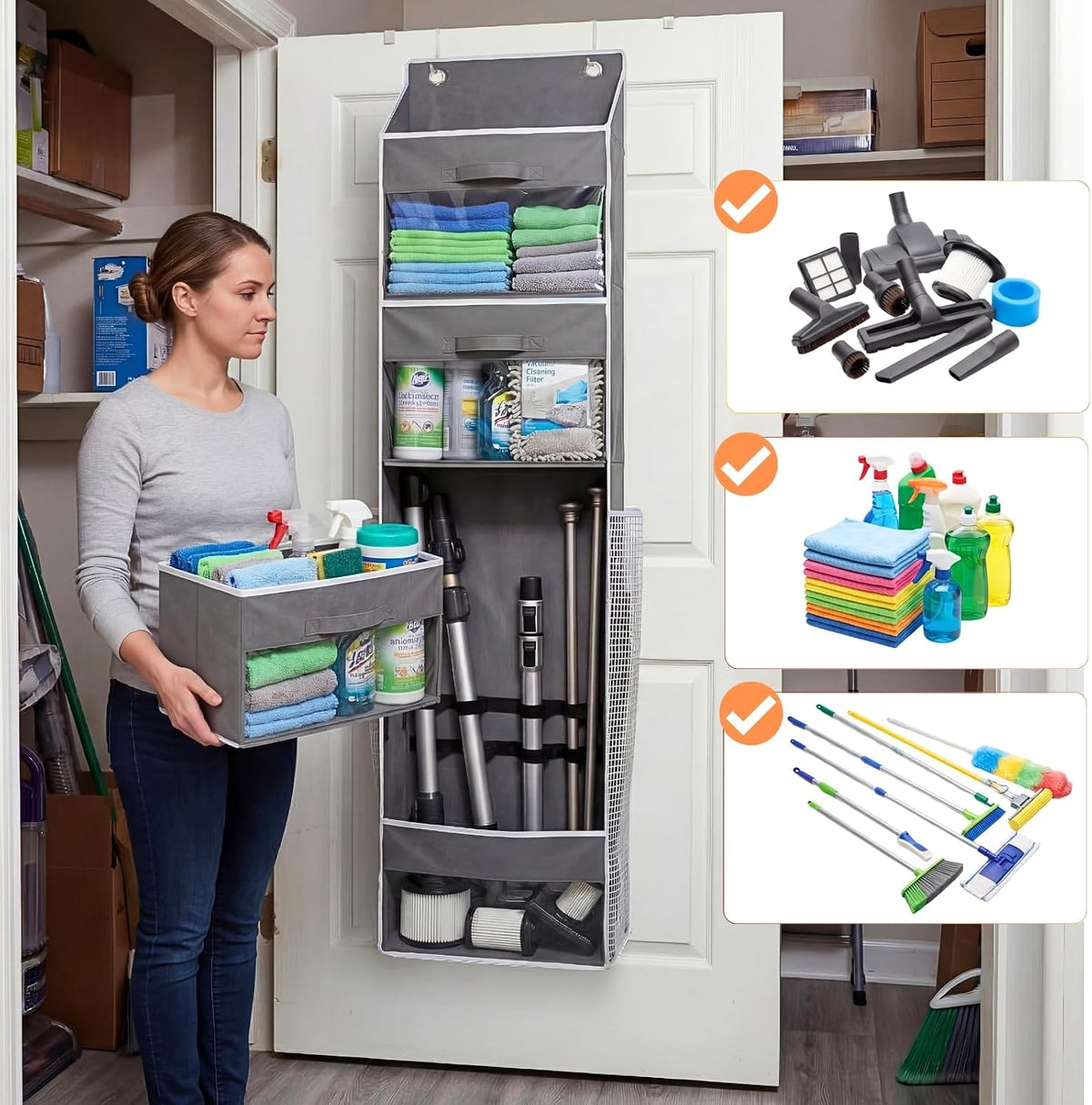 non-woven fabric body with plastic or metal frame, available in grey or black finishes