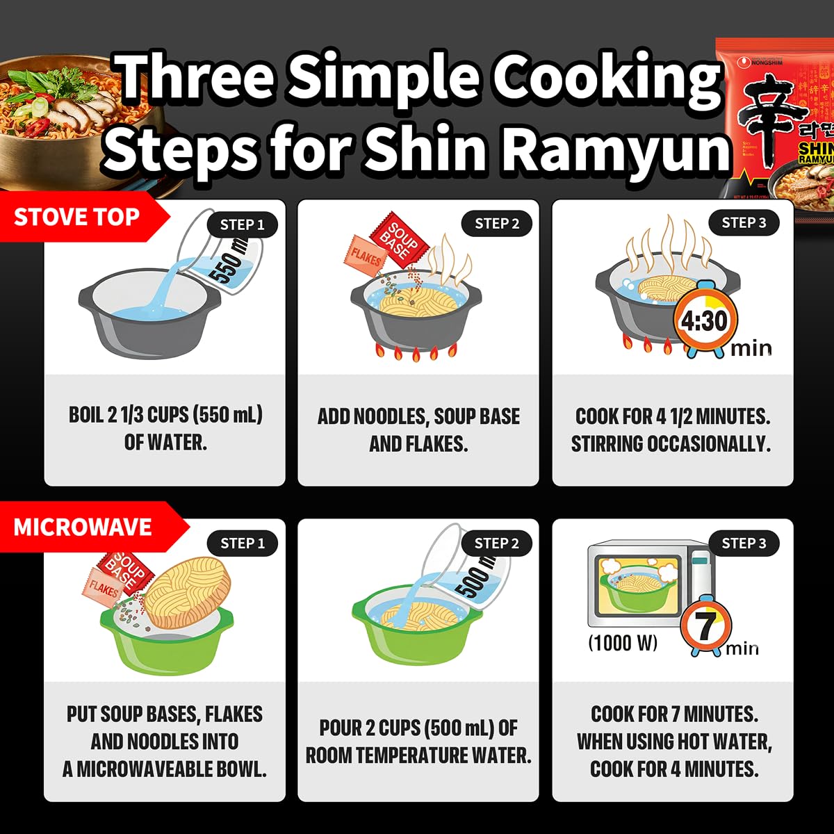 Nongshim Shin Ramyun Korean Ramen Noodles – Clean Single-Bowl Meal for Minimalist Kitchens