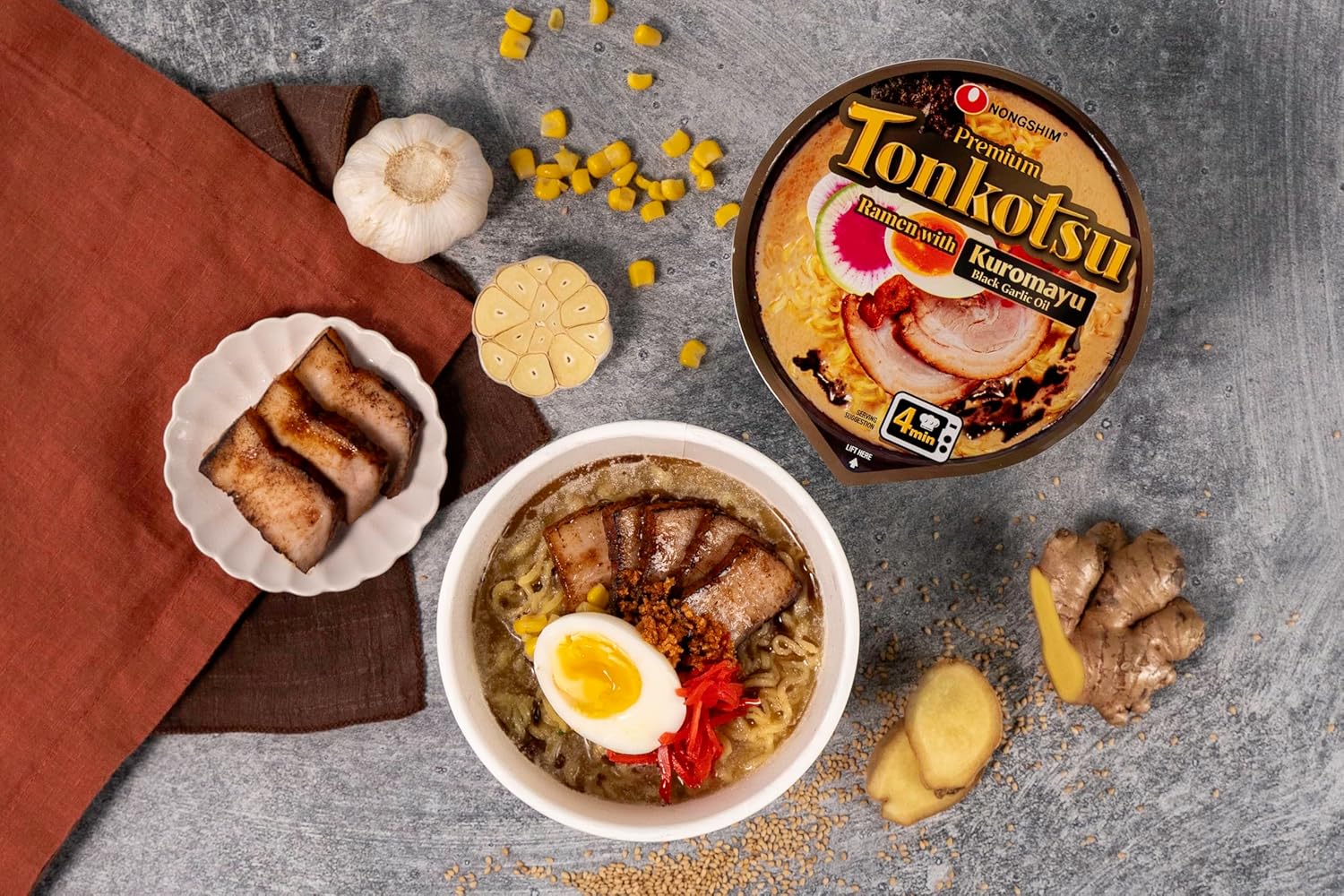 Nongshim Tonkotsu Ramen with Kuromayu Noodle Big Bowl, 3.56 Ounce (Pack Of 6) – Quick Desk Lunch for Busy Office Professionals, Ready in 3 Minutes