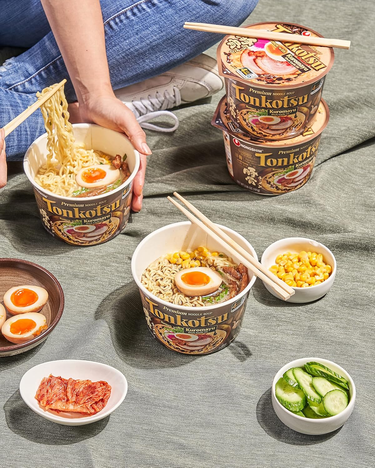 Nongshim Tonkotsu Ramen with Kuromayu Noodle Big Bowl, 3.56 Ounce (Pack Of 6) – Quick Desk Lunch for Busy Office Professionals, Ready in 3 Minutes