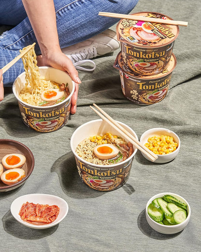 Nongshim Tonkotsu Ramen with Kuromayu Noodle Big Bowl, 3.56 Ounce (Pack Of 6) – Quick Desk Lunch for Busy Office Professionals, Ready in 3 Minutes
