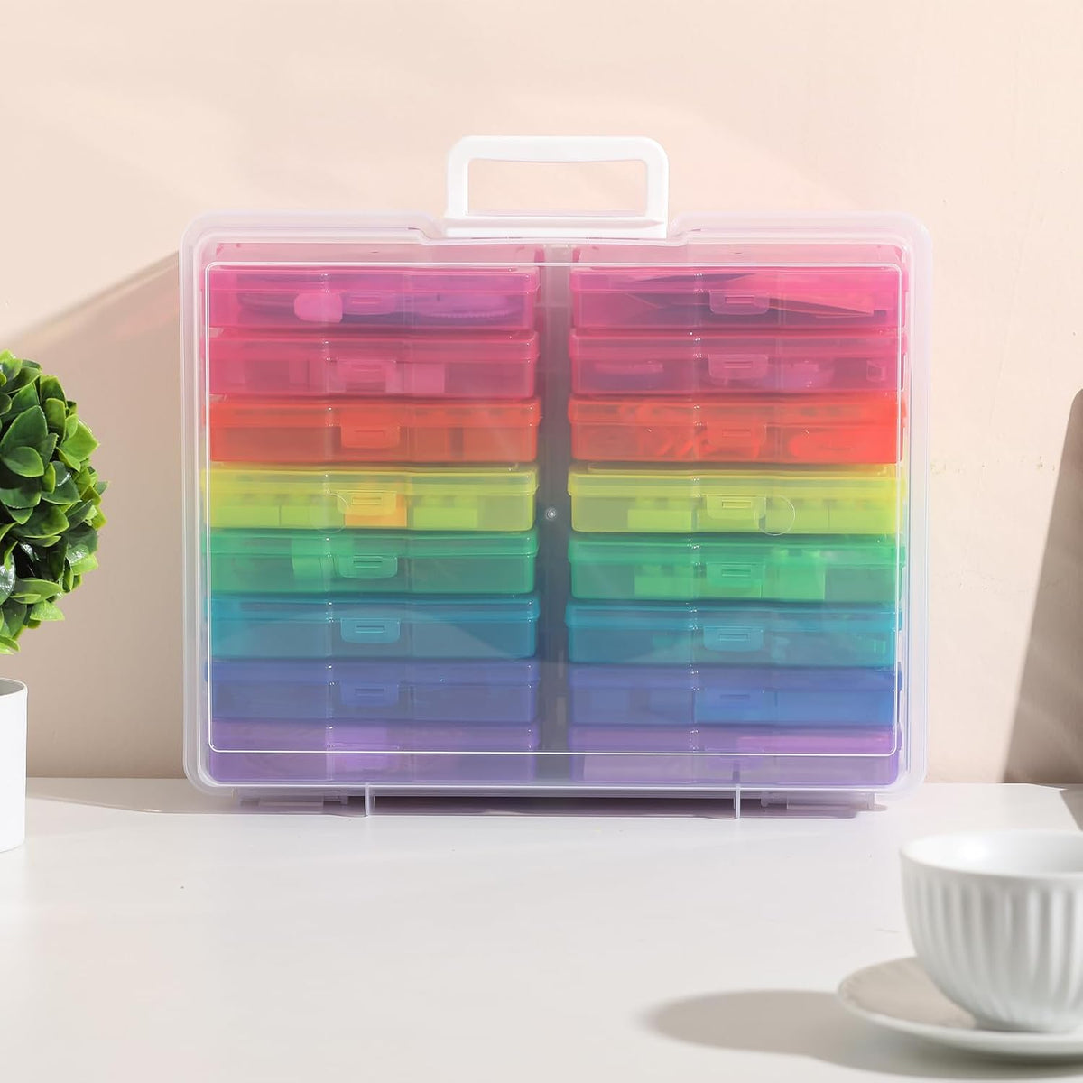 novelinks Photo Storage Boxes with Handle – Portable 4x6 Photo Organizer for Work-From-Home Filing Stations