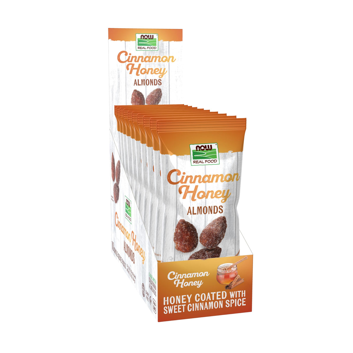 NOW Foods, Cinnamon Honey Coated Almonds, Crafted in Small Batches, 10 Single Packets