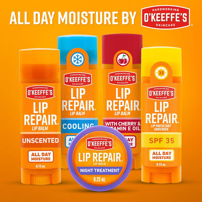 O'Keeffe's Lip Repair Cooling Balm – Nightstand Lip Care Ritual for Chronically Dry, Chapped Lips, Twin Pack