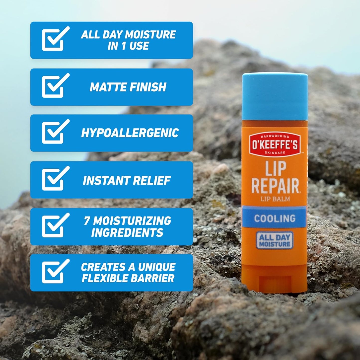O'Keeffe's Lip Repair Cooling Balm – Nightstand Lip Care Ritual for Chronically Dry, Chapped Lips, Twin Pack