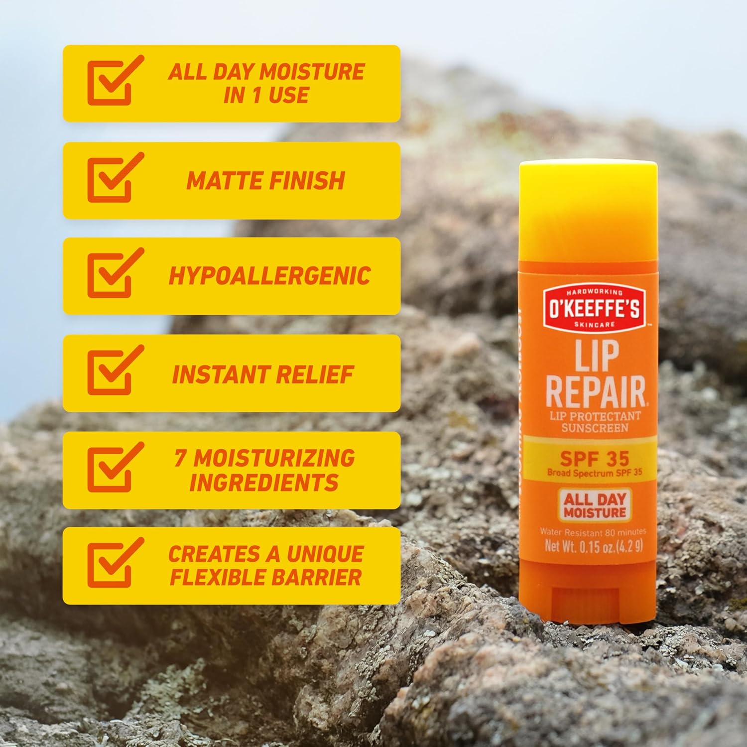 O'Keeffe's Lip Repair SPF 35 Lip Balm Stick – Bedside Nightly Lip Ritual for Cracked, Dehydrated Lips