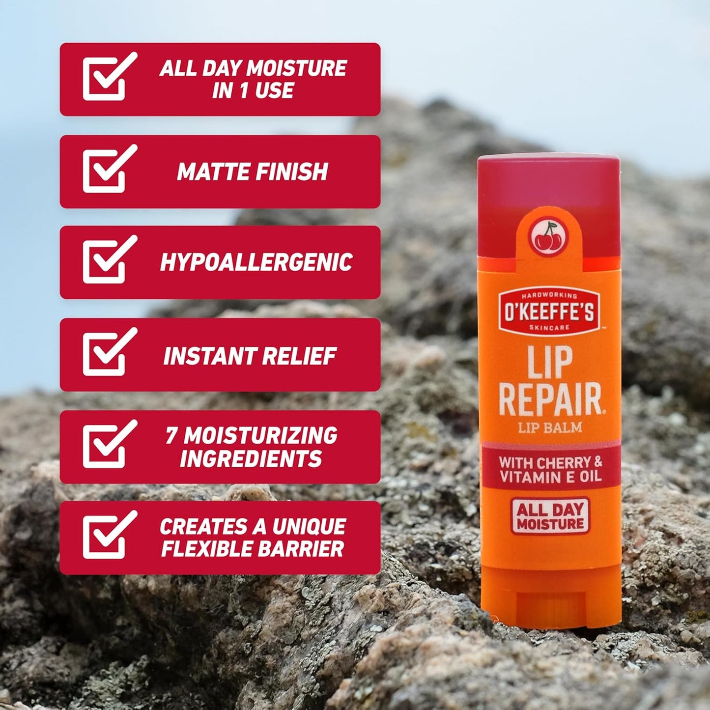 O'Keeffe's Lip Repair Stick – Pocket-Size SPF 15 Balm for Road Trips and Commutes