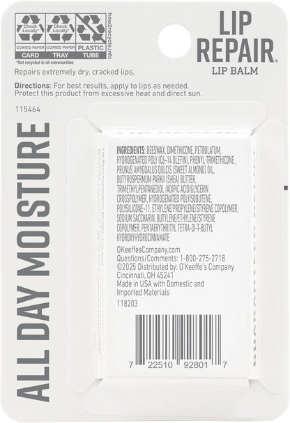 O'Keeffe's Lip Repair Unscented Lip Balm - Nightstand Lip Care for the Bedtime Wind-Down Ritual