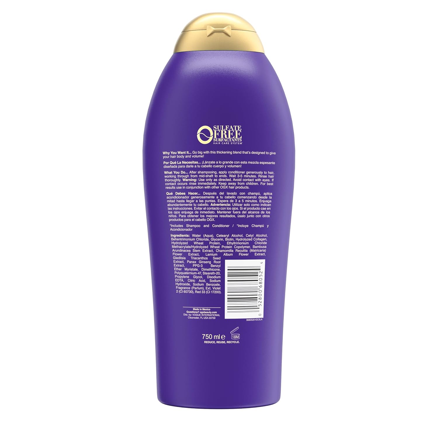 OGX Biotin & Collagen Volumizing Conditioner – Clean, Simple Hair Care for Fine Hair in Neutral Bathrooms