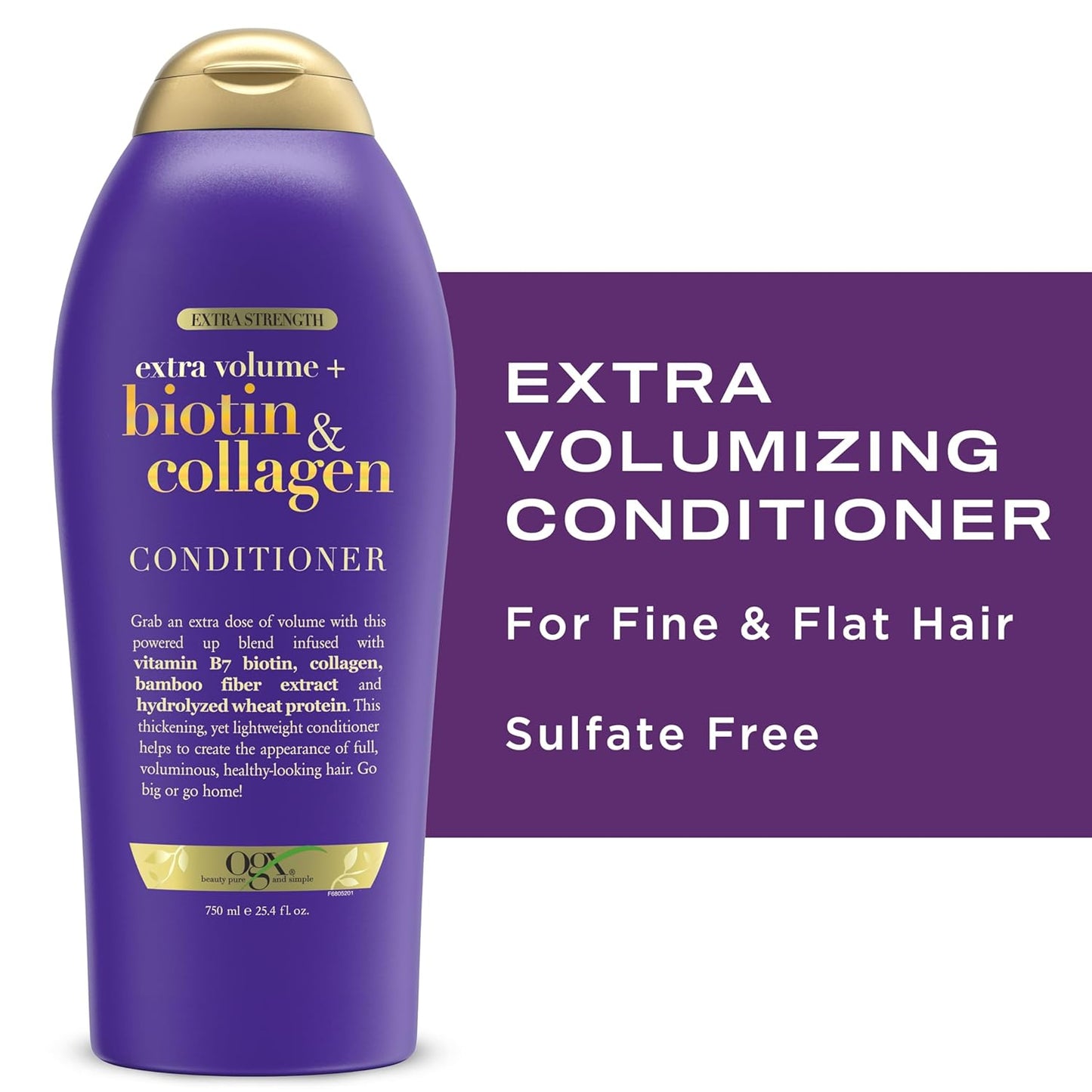 OGX Biotin & Collagen Volumizing Conditioner – Clean, Simple Hair Care for Fine Hair in Neutral Bathrooms