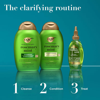 OGX Clarifying Strength + Rosemary Mint Conditioner – Scented Shower Refresh for Oily Hair, Rosemary and Peppermint Infusion
