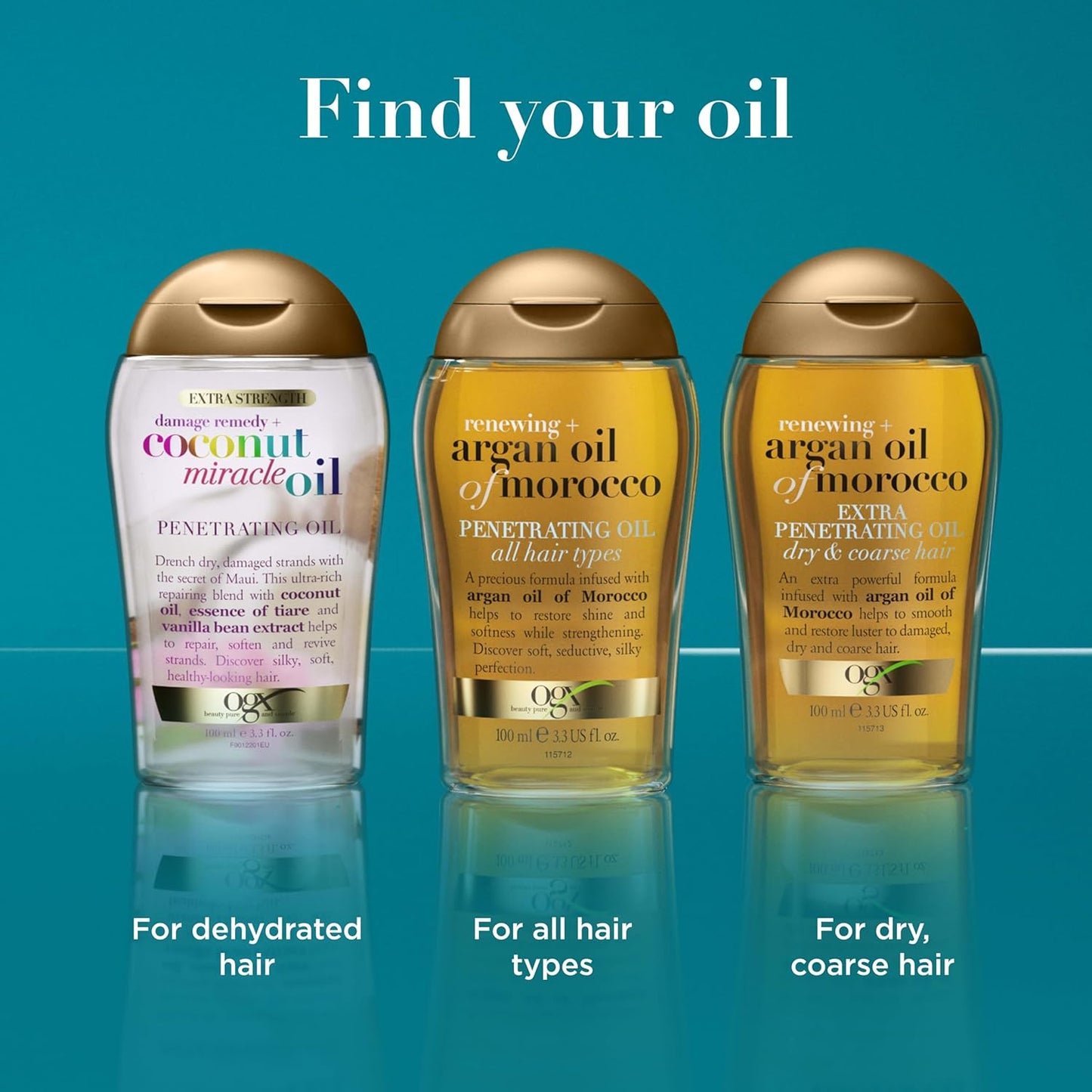 OGX Coconut Miracle Oil – Calming Self-Care Treatment for Coarse, Thick Hair, 3.3 Fl Oz