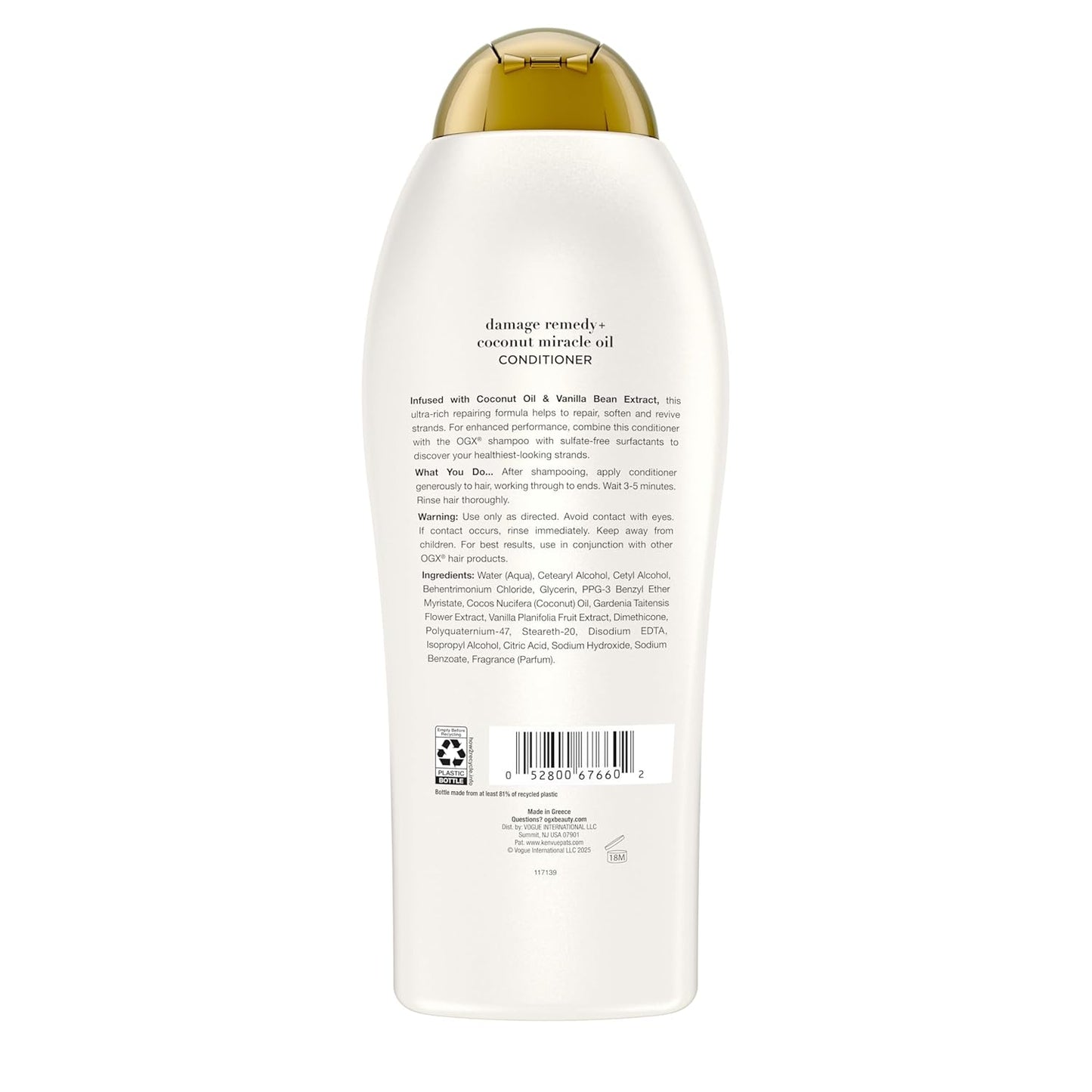 OGX Coconut Miracle Oil Conditioner – Simple One-Step Repair for Dry, Frizzy Hair