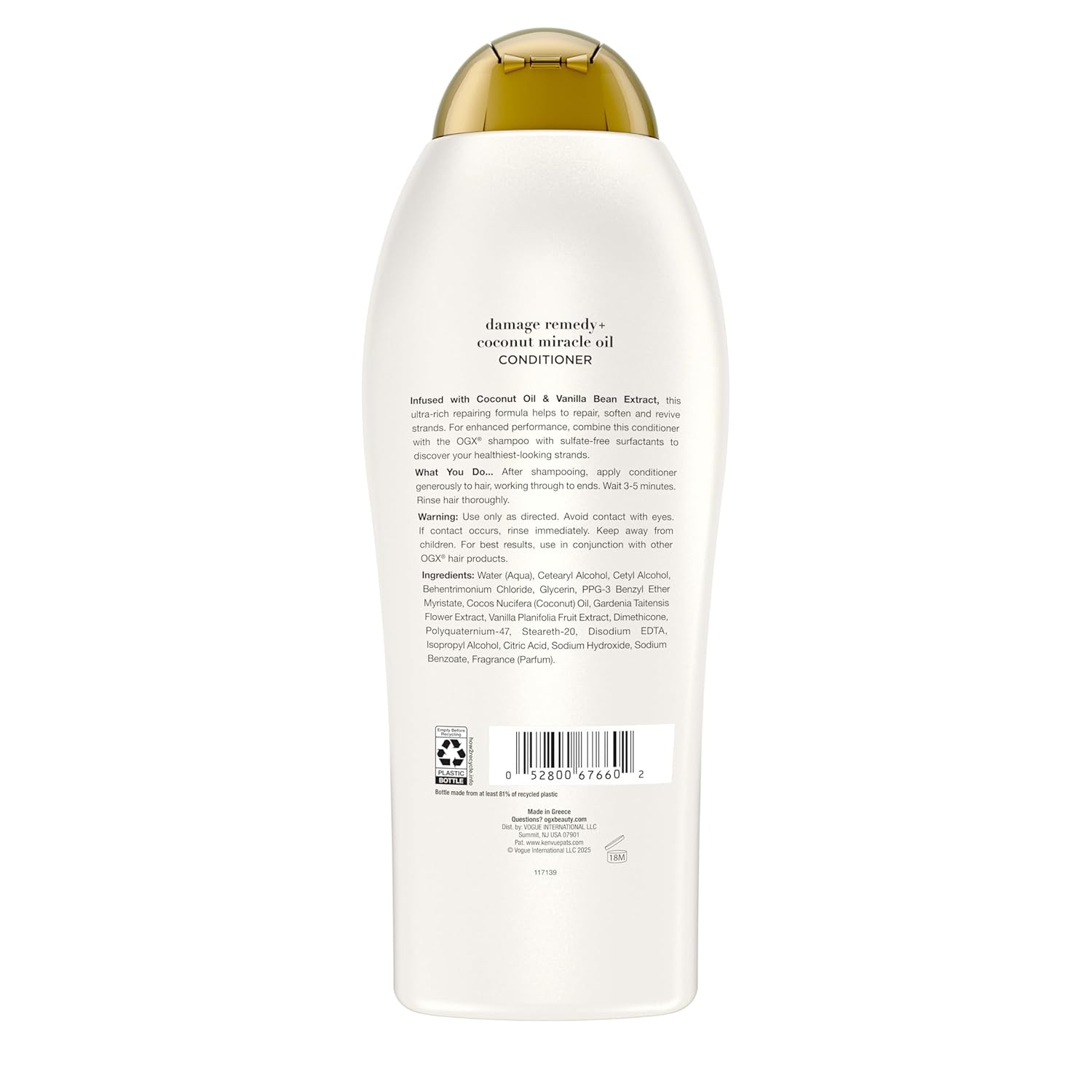 OGX Coconut Miracle Oil Conditioner – Simple One-Step Repair for Dry, Frizzy Hair