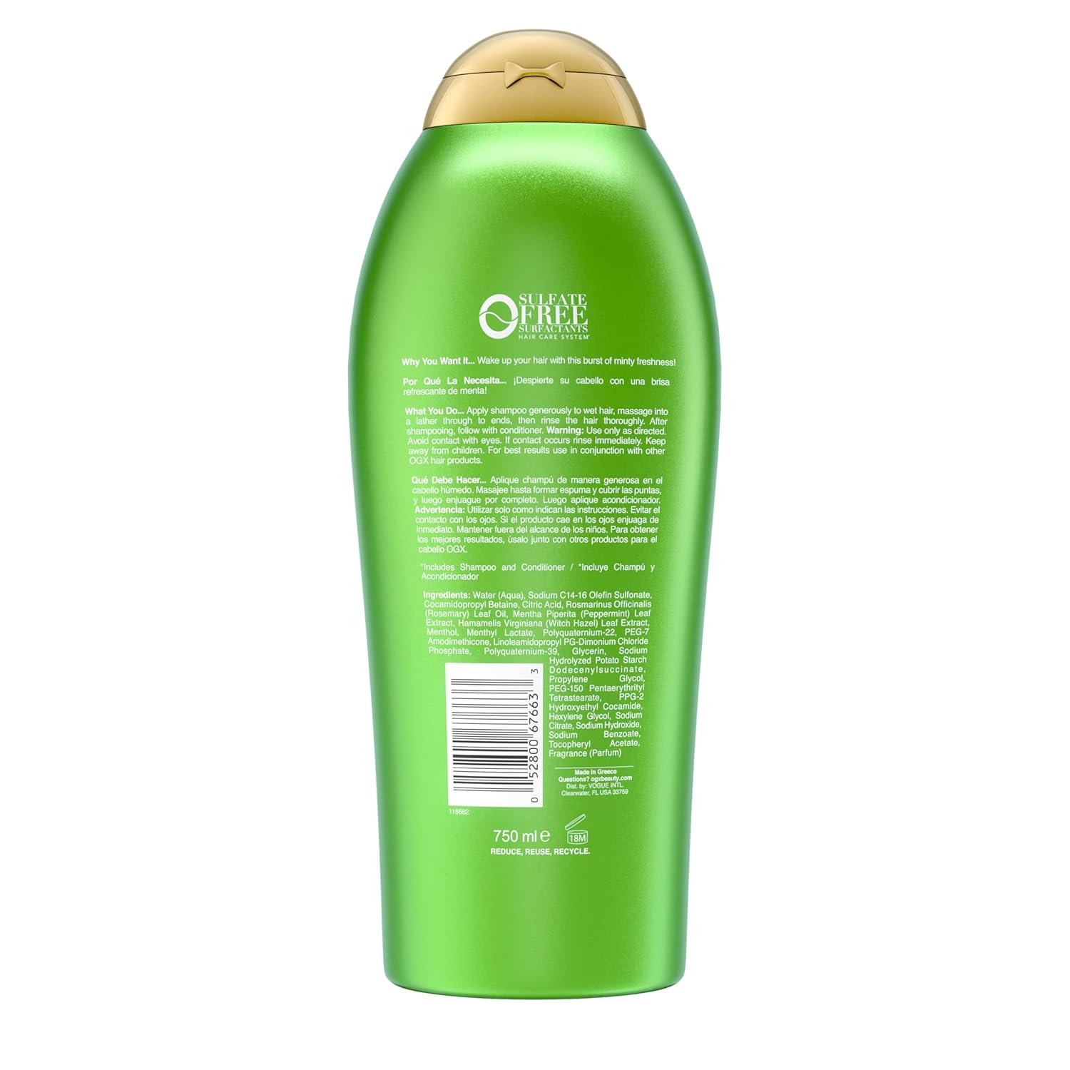 OGX Extra Strength Refreshing Scalp + Rosemary Mint Shampoo – Thoughtful Birthday Gift for Her with Refreshing Rosemary Peppermint Scent, 25.4 fl. oz
