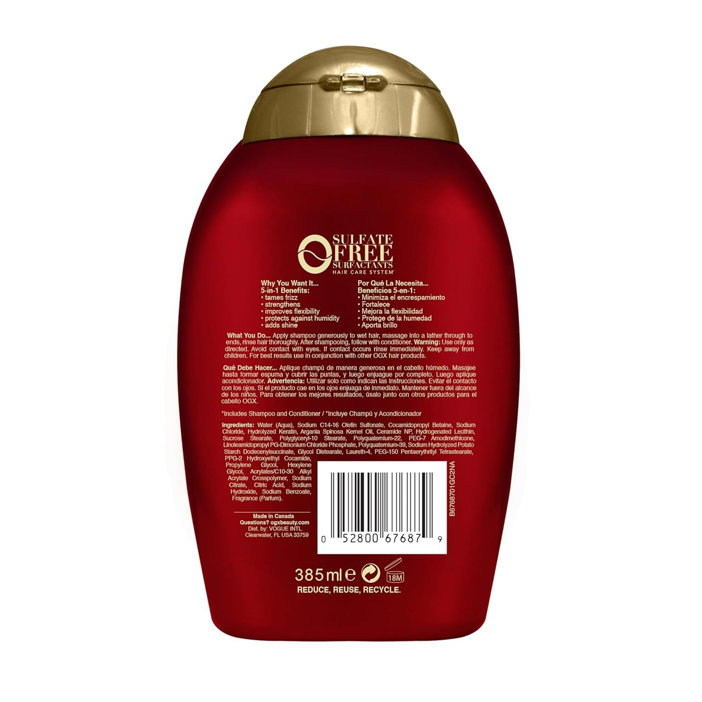 OGX Frizz-Free + Keratin Smoothing Oil Shampoo – Premium Salon-Quality Wash for Frizzy Hair, 13 Fl Oz