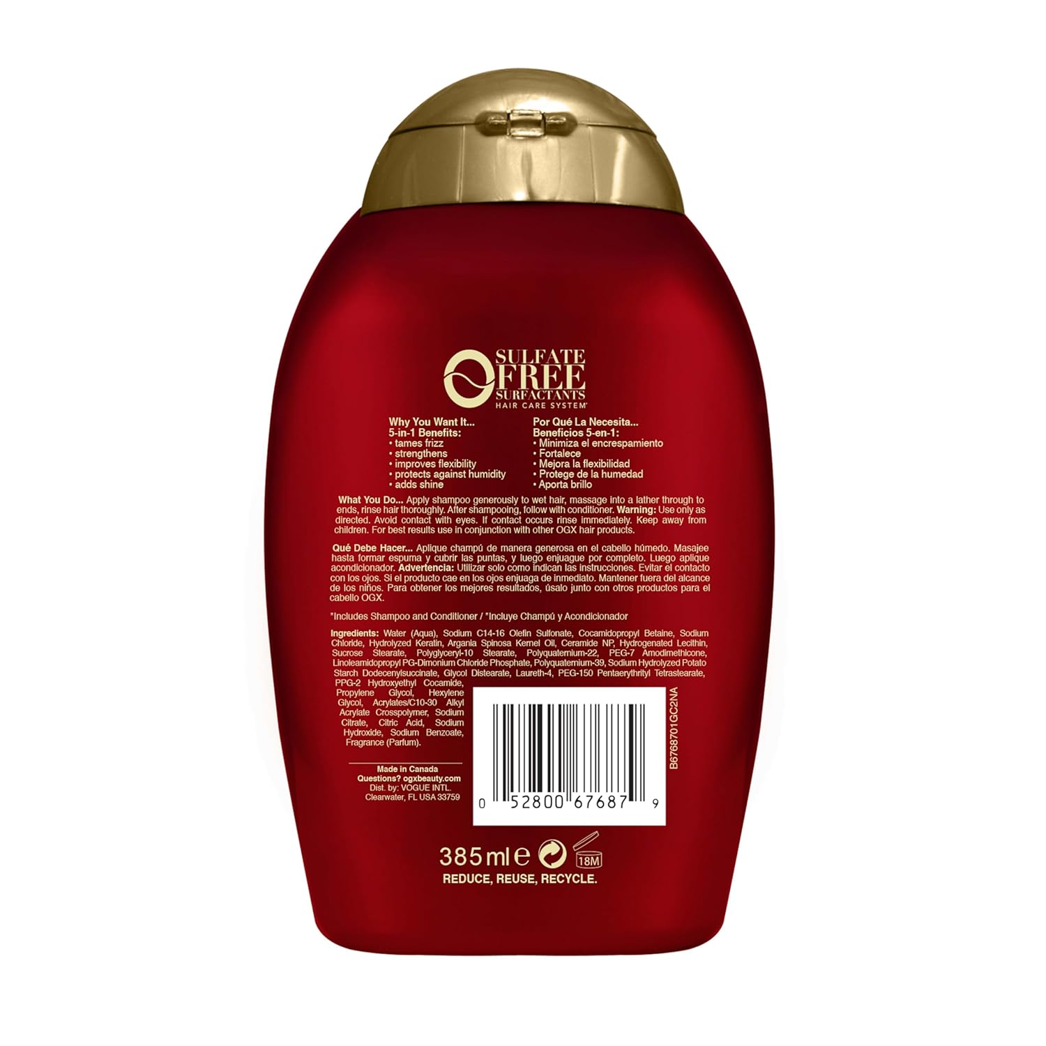 OGX Frizz-Free + Keratin Smoothing Oil Shampoo – Premium Salon-Quality Wash for Frizzy Hair, 13 Fl Oz