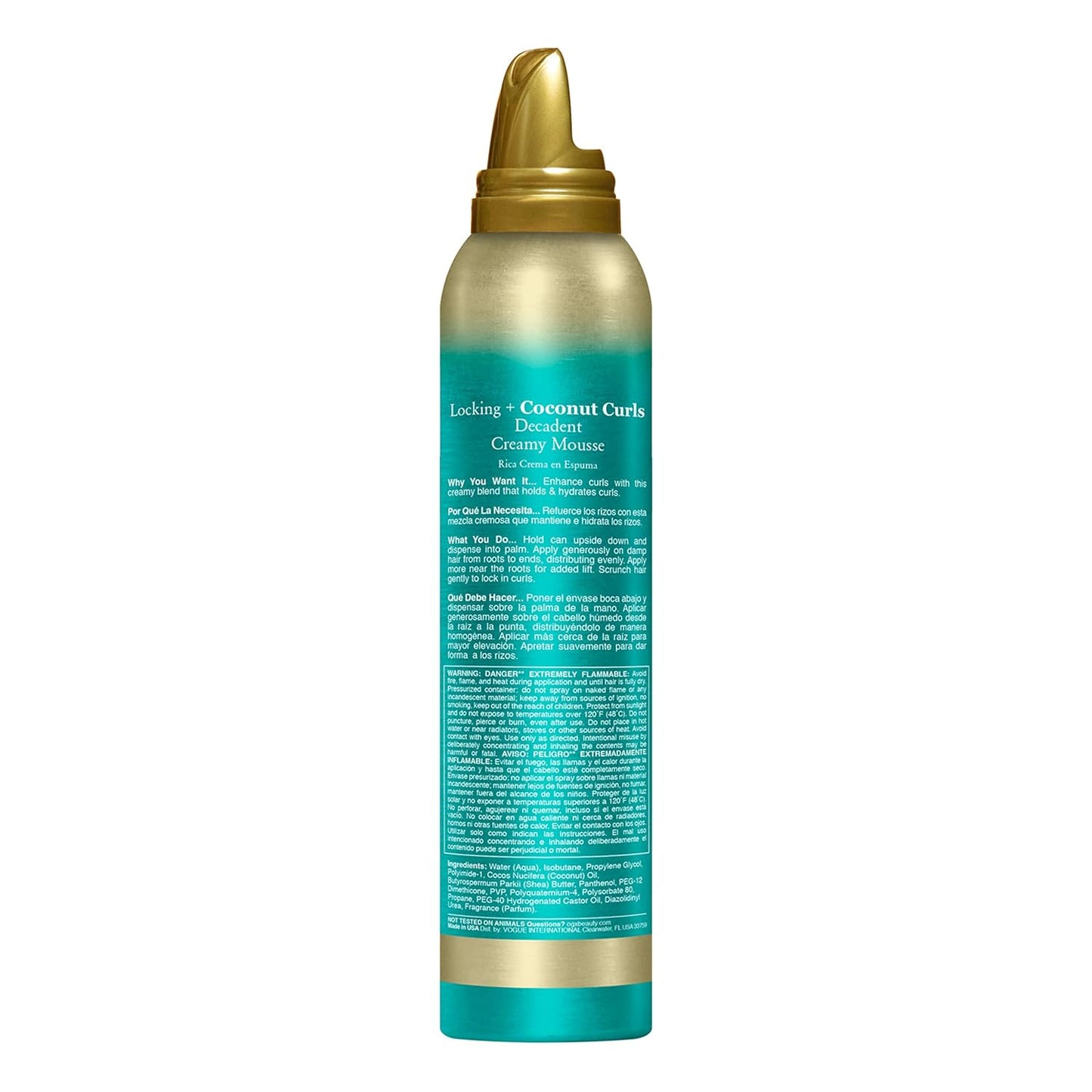 OGX Locking + Coconut Curls Creamy Mousse – Curly Hair Care Birthday Gift for Her, 7.9 Ounce