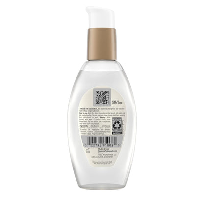 OGX Nourishing + Coconut Milk Anti-Breakage Serum, 4 Fl Oz – Tropical Coconut, White Peach, and Shea Butter Scented Hair Treatment