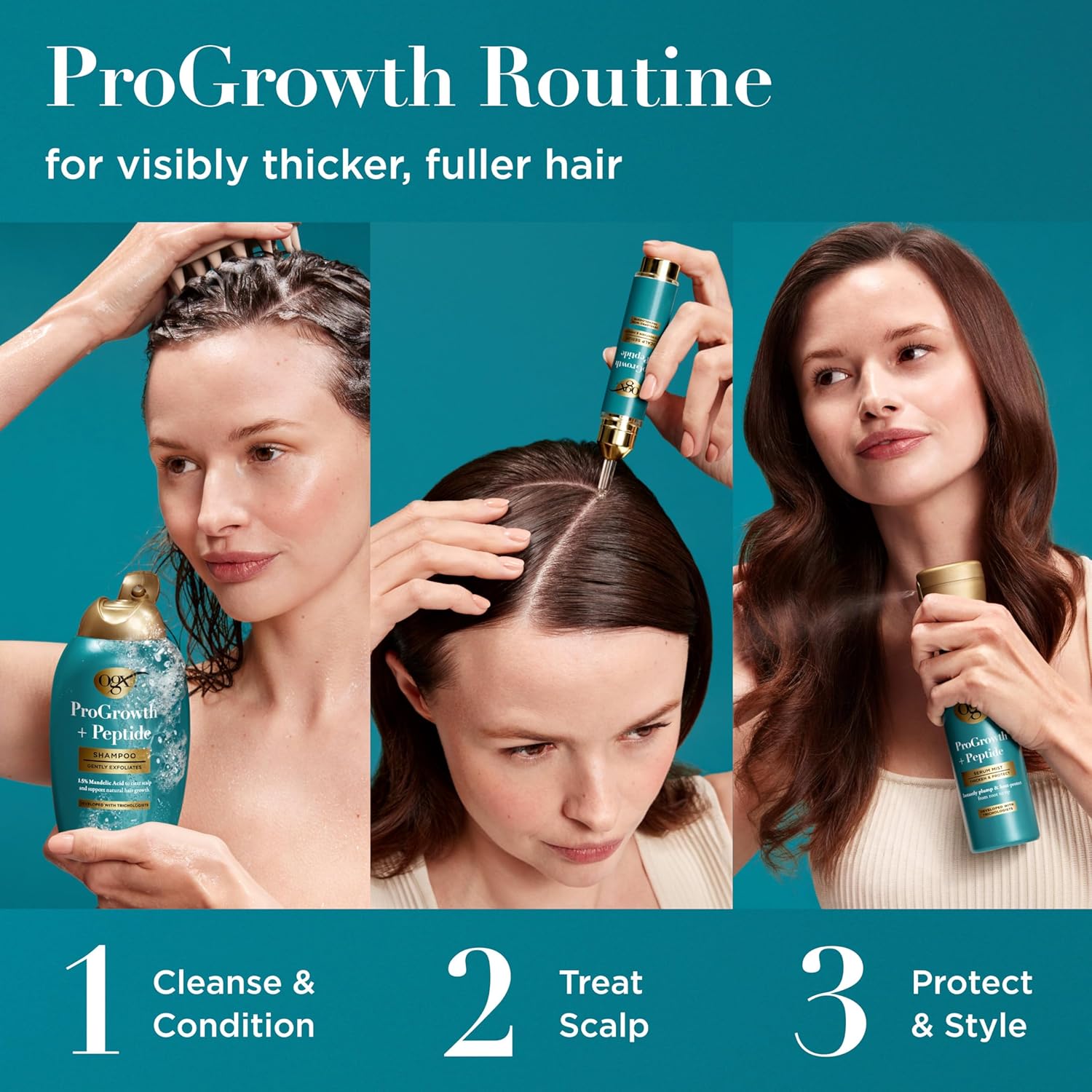 OGX ProGrowth + Peptide Serum Mist – Clean-Beauty Volumizer for an Uncluttered Vanity, 6.5 fl oz