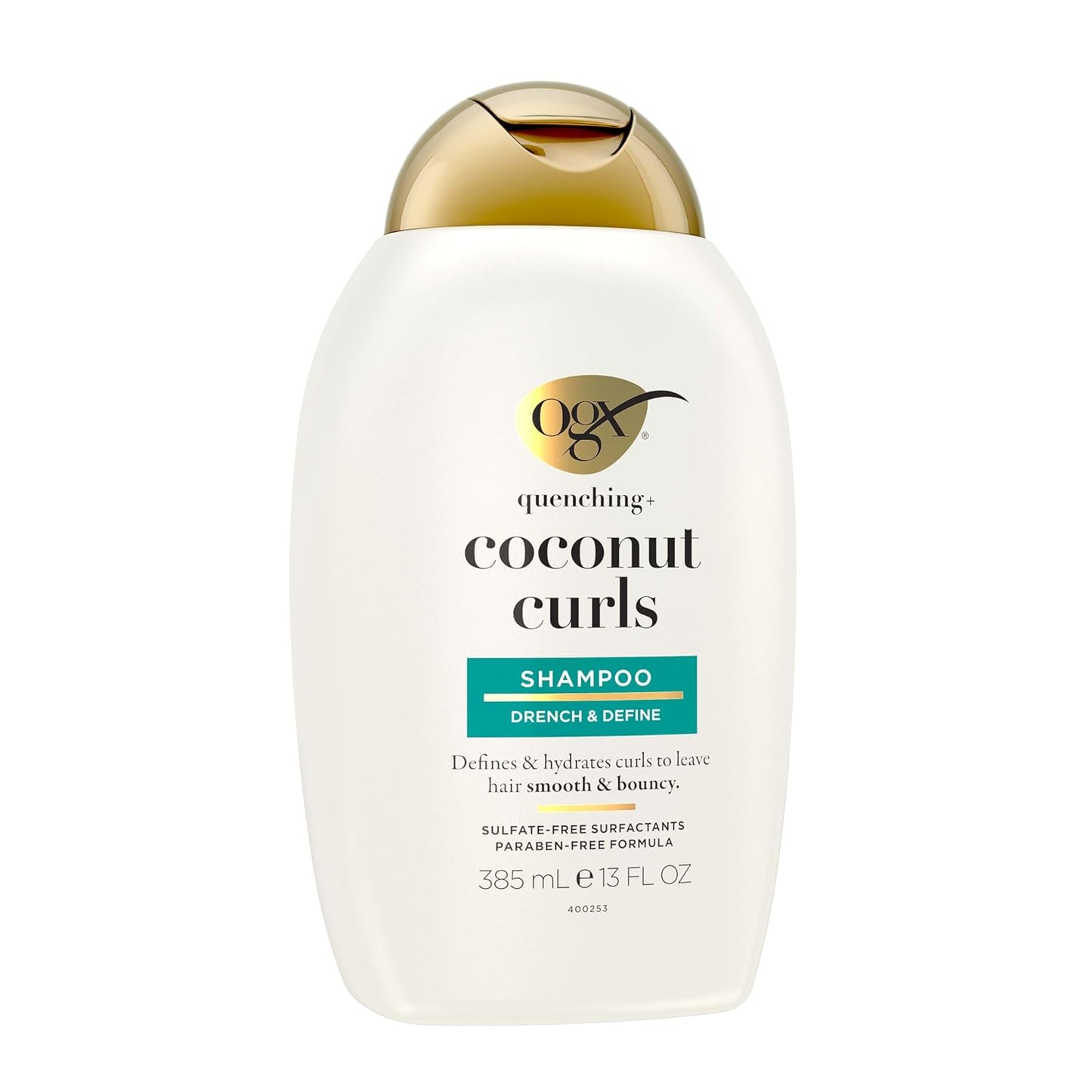 OGX Quenching + Coconut Curl Shampoo – Tropical Tangerine and Vanilla Scent Wash for Curly Hair, 13 fl oz