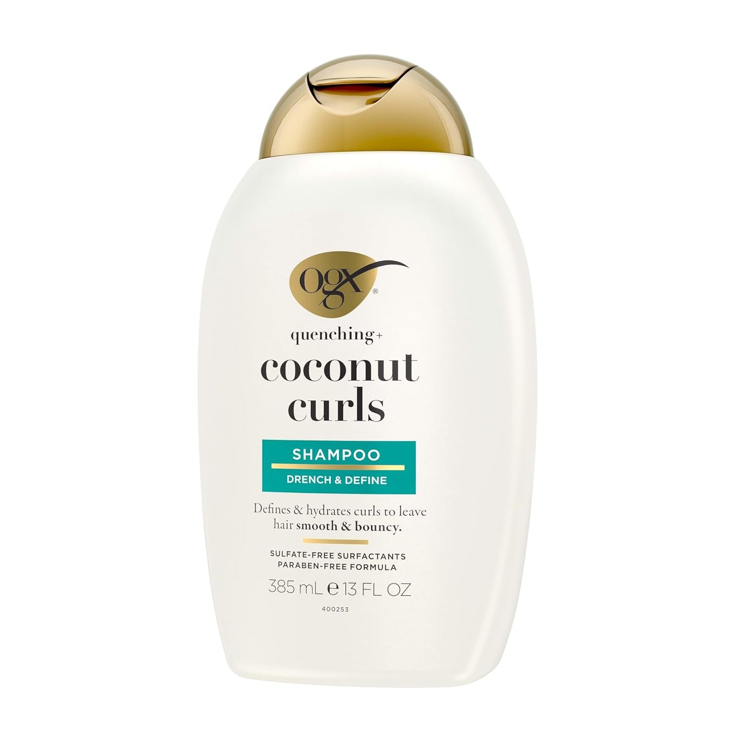 OGX Quenching + Coconut Curl Shampoo – Tropical Tangerine and Vanilla Scent Wash for Curly Hair, 13 fl oz