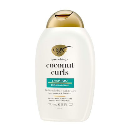 OGX Quenching + Coconut Curl Shampoo – Tropical Tangerine and Vanilla Scent Wash for Curly Hair, 13 fl oz