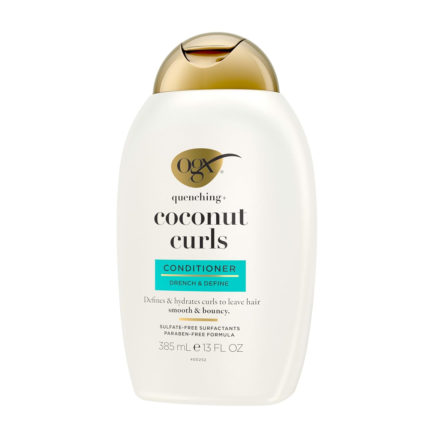 OGX Quenching + Coconut Curls Conditioner – Premium Curl-Defining Hair Treatment, 13 fl oz, Elegant Single Bottle