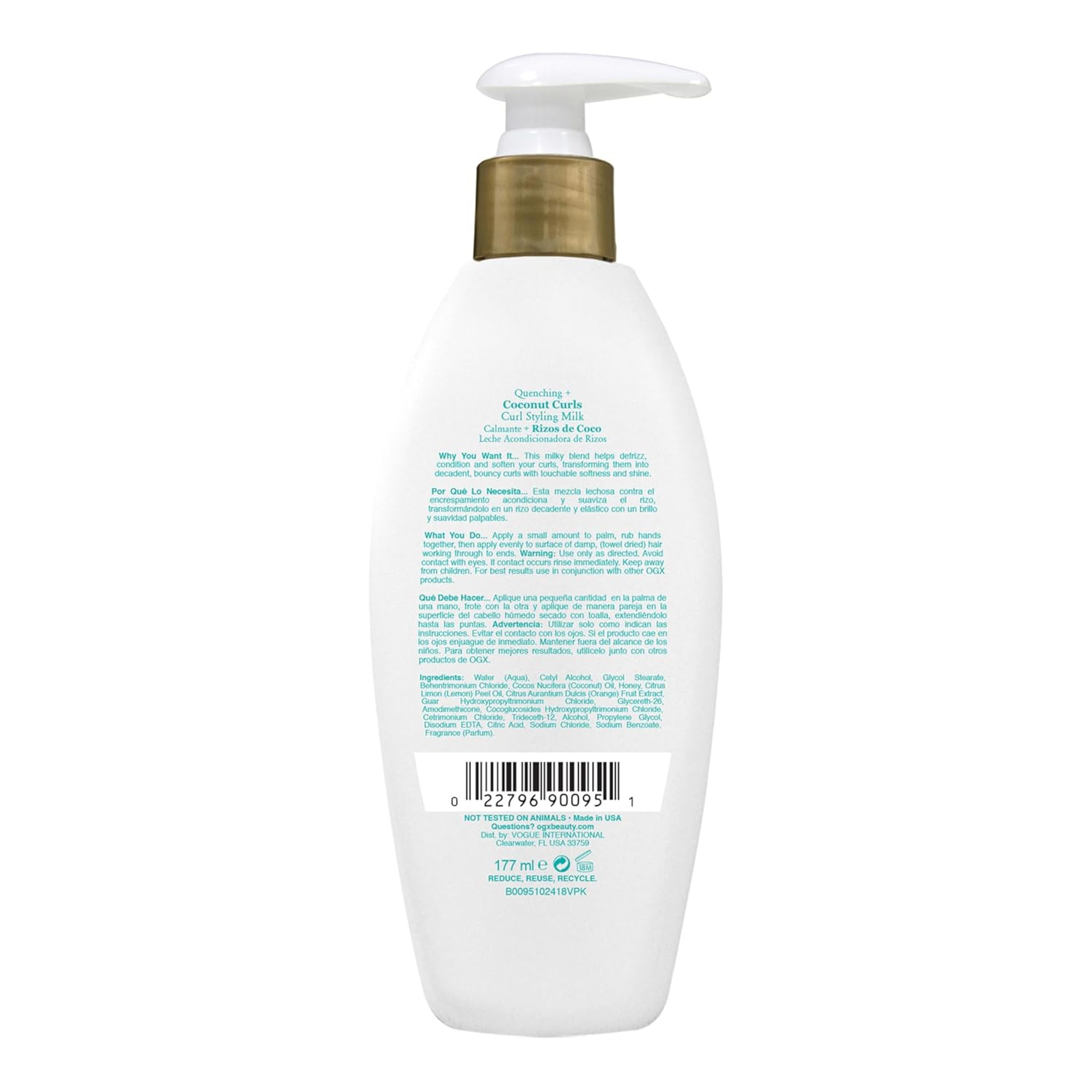 OGX Quenching Coconut Curls Styling Milk – Curly Hair Care Birthday Gift for Her, 6 fl oz