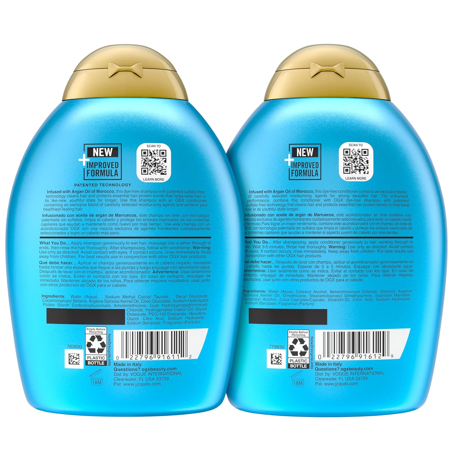 OGX Renewing + Argan Oil of Morocco Shampoo & Conditioner Set – Thoughtful Birthday and Mother's Day Hair Repair Gift for Her, 13 fl oz 2 Pack