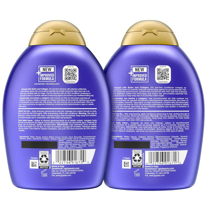 OGX Thick & Full + Biotin and Collagen – Simple Daily Volumizing Shampoo and Conditioner Set, Sulfate-Free 13 fl oz 2 Pack