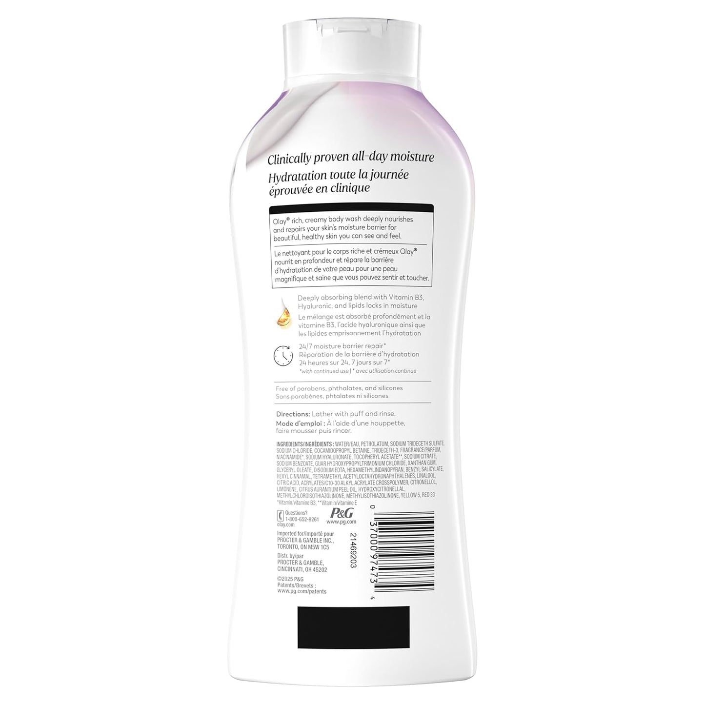 Olay Body Wash for Women – Unscented Daily Essential with Hyaluronic Acid & Clean, Simple Formula