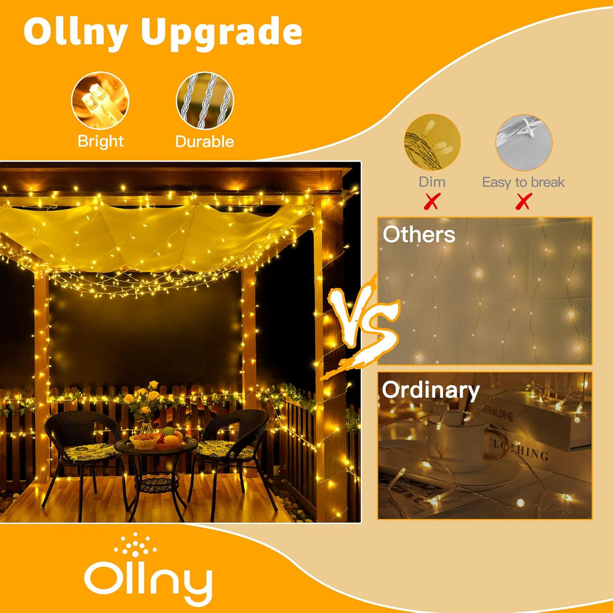 Ollny 40FT Fairy Lights – Housewarming Gift Idea for New Homeowners, Cozy Indoor Outdoor Lighting with Timer