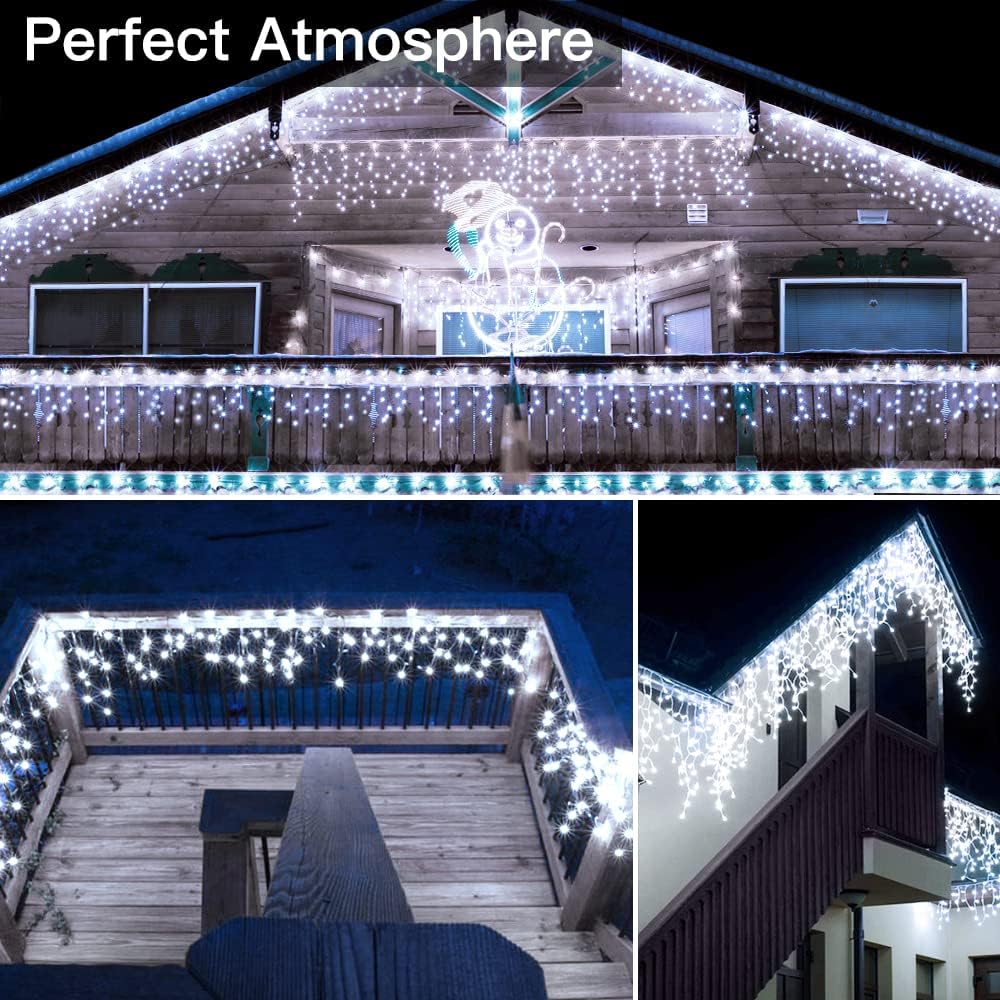 Ollny Safe Touch Icicle Lights 720 LED with Timer Auto Shutoff – Worry-Free Holiday Lights for Bedroom, Stairway and Playroom