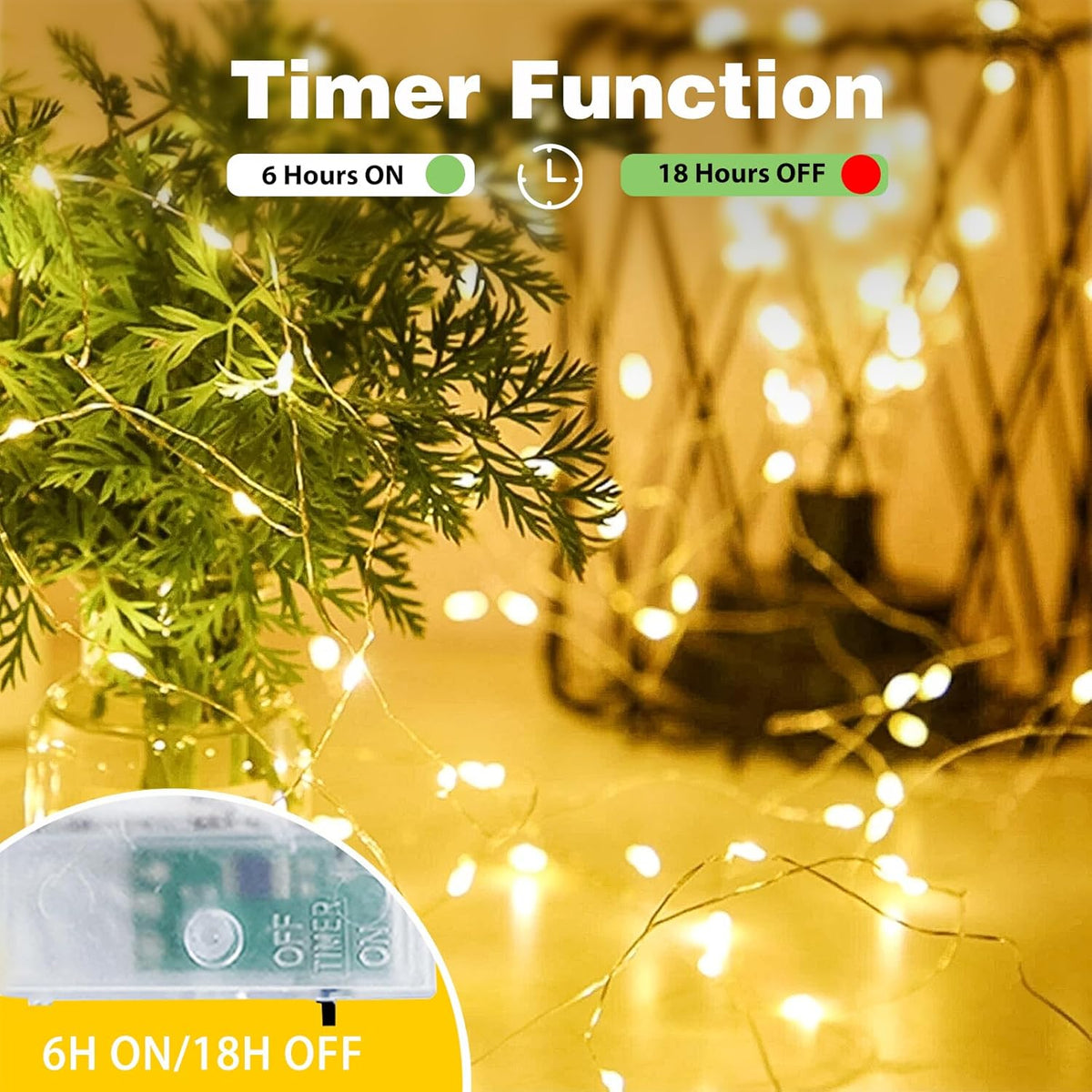 on/off/timer switch with automatic 6hr-on / 18hr-off daily cycle